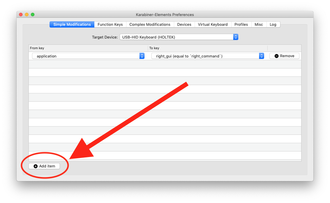 Karabiner: Add Item